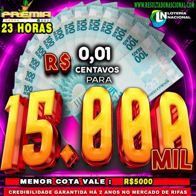 0,01 CENTAVOS PARA 15.000 NO PIX + MENOR COTA