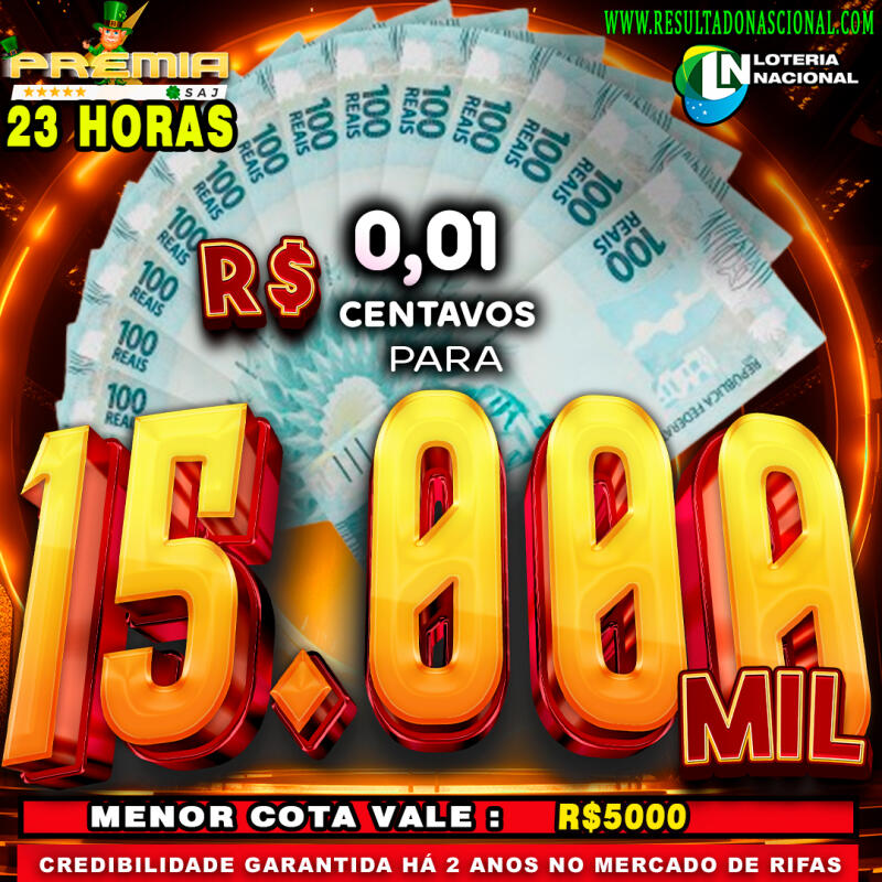 0,01 CENTAVOS PARA 15.000 NO PIX + MENOR COTA